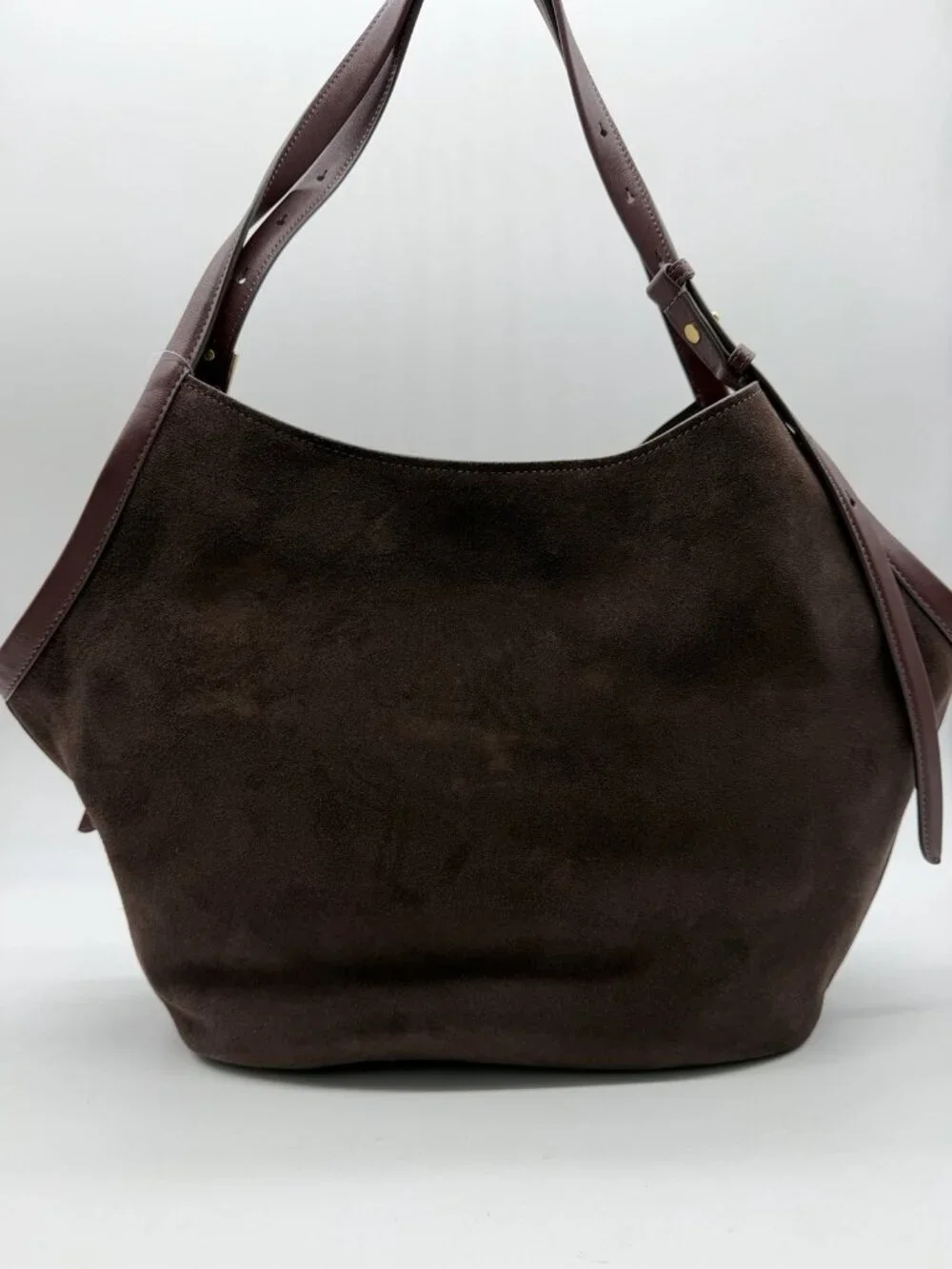 KATE SPADE NY Deco suede extra large tulip tote bag + Dust bag Hot Fudge/ Brown